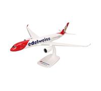Herpa Snap-Fit aircraft model Edelweiss Air Airbus A350-900 - HB-IHF "Piz Bernina", miniature scale 1:200, collectible, model with stand, plastic