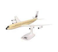 herpa 614023 Snap-Fit Aircraft Braniff International Boeing 707-320, Miniature in 1:144 Scale, Collector's Item, Model with Stand, Plastic, Beige