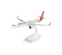 Herpa Snap-Fit airplane model Qantas Airbus A321XLR on scale of 1:200, plastic miniature with pedastal, model building, collectors edition
