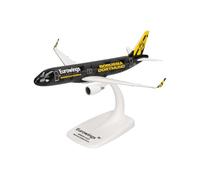 Herpa Snap-Fit airplane model Eurowings Airbus A320 "BVB Mannschaftsairbus" (2025), on scale of 1:200, plastic miniature with pedastal, model building, collectors edition