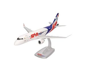 herpa SnapFit Airplane Model Embraer E175 Star Air | scale 1:100, detailed plastic miniature with display stand, authentic design, collectible aircraft model for adults ages 14+