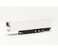 Herpa Truck Model 15 Metre Refrigerated Box Trailer with Pallet Box and Rear Side Trim, White, Miniature Scale 1:87, Collectable, Made in Germany, Plastic