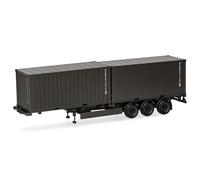 Herpa truck model container trailer 3axles mit 2 x 20ft. container "German armed forces/Bundeswehr", on a scale of 1:87, plastic miniature, made in Germany, model building, collectors edition