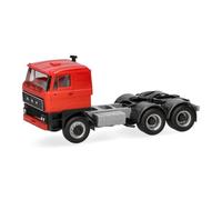 Herpa truck model DAF 2800 rigid tractor 3axles, red, on a scale of 1:87, plastic miniature, made in Germany, model building, collectors edition