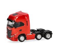 Herpa truck model Iveco S-Way MY24 rigid tractor 3 axles (6x2), red, on a scale of 1:87, plastic miniature, made in Germany, model building, collectors edition