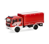 Herpa truck model MAN TGA M multiple-purpose vehicle "fire brigade Bremen", on a scale of 1:87, plastic miniature, made in Germany, model building, collectors edition