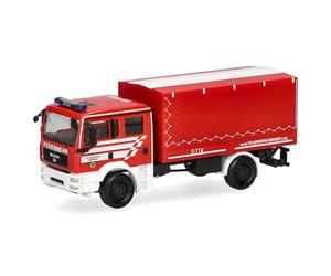 Herpa truck model MAN TGA M multiple-purpose vehicle "fire brigade Bremen", on a scale of 1:87, plastic miniature, made in Germany, model building, collectors edition