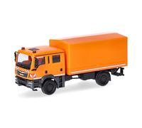 Herpa Truck Model MAN TGM MzKW (multi-purpose vehicle), municipal orange, miniature at 1:87 scale, collector's item, made in Germany, plastic