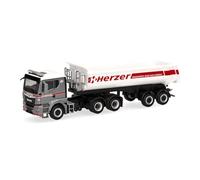 Herpa Truck Model MAN TGS TN tipping semi-trailer truck "Herzer" (Austria), miniature at 1:87 scale, collector's item, made in Germany, plastic
