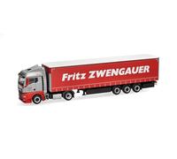 Herpa truck model MAN TGX GM curtain canvas semitrailer "Zwengauer", on a scale of 1:87, plastic miniature, made in Germany, model building, collectors edition