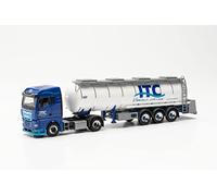 herpa truck model MAN TGX GM ITC food tank semitrailer tractor, true to its original scale of 1:87, for diorama, model building, collector's item, decoration, Made in Germany, plastic