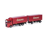 Herpa Truck Model MAN TGX GM swap body trailer truck "Emons", miniature at 1:87 scale, collector's item, made in Germany, plastic
