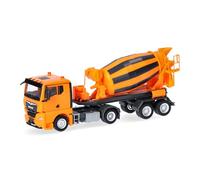 Herpa truck model MAN TGX GN concrete mixer semitrailer, municipal orange, on a scale of 1:87, plastic miniature, made in Germany, model building, collectors edition