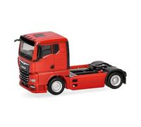 Herpa truck model MAN TGX GN rigid tractor 2axles, red, on a scale of 1:87, plastic miniature, made in Germany, model building, collectors edition