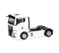 Herpa truck model MAN TGX GN rigid tractor 2axles, white, on a scale of 1:87, plastic miniature, made in Germany, model building, collectors edition