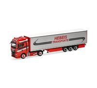 Herpa truck model MAN TGX GX curtain canvas semitrailer "Hebeis Transporte", on a scale of 1:87, plastic miniature, made in Germany, model building, collectors edition