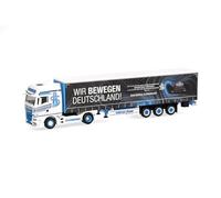 Herpa truck model MAN TGX GX curtain canvas semitrailer "Spedition Höhner/Wir bewegen Deutschland", on a scale of 1:87, plastic miniature, made in Germany, model building, collectors edition