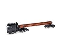 Herpa truck model MAN TGX GX long log transporter "Walter Holztransporte", on a scale of 1:87, plastic miniature, made in Germany, model building, collectors edition