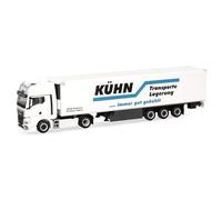 Herpa Truck Model MAN TGX GX Refrigerated Box Semi-Trailer "Kühn Kühltransporte" (North Rhine-Westphalia/Ostbevern), miniature in 1:87 scale, collector's item, Made in Germany, plastic