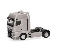 Herpa truck model MAN TGX GX tractor 2-axle (with mirror cameras), platinum grey, 1:87 scale miniature, collector’s item, Made in Germany, plastic
