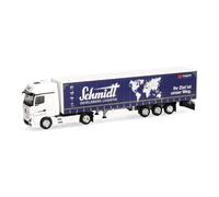 Herpa Truck model Mercedes-Benz Actros Bigspace curtain side semitrailer "Schmidt Gevelsberg", miniature scale 1:87, collectible, Made in Germany, plastic