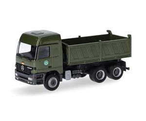 Herpa truck model Mercedes-Benz Actros L 96 construction tipper truck "Bundeswehr/Foreign Development", on a scale of 1 : 87, plastic miniature, made in Germany, model building, collectors edition