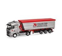 Herpa truck model Mercedes-Benz Actros Streamspace steel dumper semitrailer "Augustin Spedition", on a scale of 1:87, plastic miniature, made in Germany, model building, collectors edition