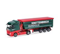 Herpa Truck Model Mercedes-Benz Actros Streamspace Tipper Semi-Trailer "Knettenbrech & Gurdulic" (Hesse/Wiesbaden), miniature at a scale of 1:87, collectible, Made in Germany, plastic