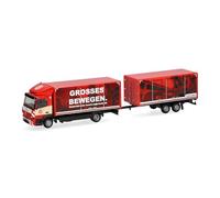 Herpa truck model Mercedes-Benz Atego 13 box trialer truck "Colonia", on a scale of 1:87, plastic miniature, made in Germany, model building, collectors edition