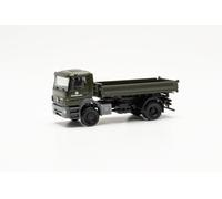 Herpa truck model Mercedes-Benz Axor 3-sided tipper "Bundeswehr", on a scale of 1 : 87, plastic miniature, made in Germany, model building, collectors edition