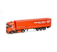 Herpa truck model Mercedes-Benz eActros 600 ProCabin Bigspace curtain canvas semitrailer "Gebrüder Weiss" (Austria), on a scale of 1:87, plastic miniature, made in Germany, model building
