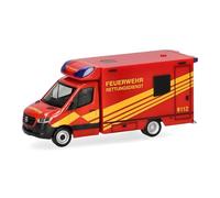Herpa truck model Mercedes-Benz Sprinter 18 ambulance "fire brigade", on a scale of 1:87, plastic miniature, made in Germany, model building, collectors edition