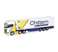 Herpa truck model Scania CS 20 HD 6x2 Kühlkoffer-Sattelzug "Chiltern" (England/Peterborough), on a scale of 1:87, plastic miniature, made in Germany, model building, collectors edition