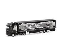 Herpa Truck model Scania CS 20 HD refrigerated semitrailer "Heide Logistik", miniature scale 1:87, collectible, Made in Germany, plastic