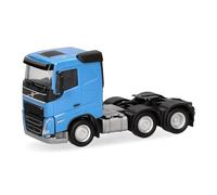 Herpa truck model Volvo FH flat roof tractor 3-axle (6x2), sky blue, 1:87 scale miniature, collector’s item, Made in Germany, plastic