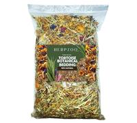 HERPZOO Premium Tortoise Botanical Edible Bedding: 100% Natural Blend, Ideal for Tables & Vivarium Substrate - 10L Bag with Fiber-Rich Flower Treats for Holistic Enclosures