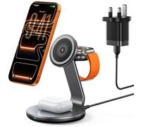 HERRBOLPRO3 in 1 Charging Station with Magnetic Wireless Charger Stand for iPhone 17 16e 16 15 14 13 12, Wireless Charging Station for AirPods, Charging Stand for iWatch Series