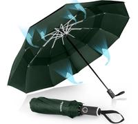 Herreicher Compact Travel Umbrella Windproof Automatic - Double Canopy & 10 Strong Aluminium Ribs, Folds to 30cm, 102cm Span for The Whole Family