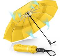 Herreicher Umbrella Windproof Automatic Folding - Travel Rain Umbrellawith Advanced Aluminum Frame 210T Fabric 10 Ribs 102cm Span Lightweight Strong for Car & Backpack (Yellow)