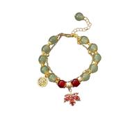 Herrenarmband Aus Brasilianischem Stoff 2024 Vergoldetes plattiertes Jade Glasarmband für Frauen Jade Perlenarmband Geschenke für Sie Ihn Oma Mutter Vater Buchstaben Armband compatible (A, One Size)