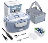 Herrfilk Electric Lunch Box Food Warmer Portable Food Heater for Car & Home - Leak Proof, Lunch Heating Microwave for Truckers with Removable Stainless Steel Container 1.5 L, 110V/12V[Upgraded]