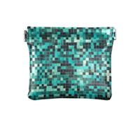 Herringbone Checked Turquoise Green Women Men Leather Coin Purses Waterproof Card Key Organizers for Women Travel, Herringbone Checked Turquoise Green, 1 size, Print Art, Herringbone Checked Turquoise