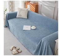 Herringbone Chenille Blanket with Tassels - Large Washable Anti-Slip Throw for L/U Shaped Sofas, Dirt-Repellent & Wrinkle-Free Cover (Blue-B, 180x300cm)