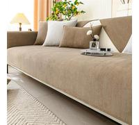 Herringbone Chenille Fabric Furniture Protector Sofa Cover 1 2 3 Seater, Non-Slip Sofa Slipcovers for Corner L Shape, Thick Textured Sofa Cushion Covers Furniture Protector (Coffee,90x160cm)