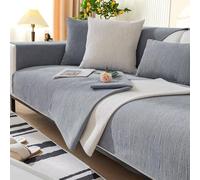 Herringbone Chenille Fabric Furniture Protector, Universal Non-Slip L Shape Couch Cover, Funny Sofa Cover, Blue Gray B, 70 * 70CM