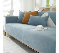 Herringbone Chenille Sofa Cover for 1/2/3 Seater Non-Slip Fur Protector Slipcovers for L-Shaped Corners Cozy Light Blue Couch Cover for Pets & Kids 90x160cm