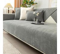 Herringbone Chenille Sofa Cover - Non-Slip Fur Protector for 1-3 Seaters Grey 70x150cm - Stylish Furniture Protector for Living Room Durable & Easy to Clean