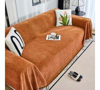 Herringbone Chenille Sofa Cover Washable and Breathable Couch Throw All-Season Protection Couch Cover for Dog, Couch Protector Loveseat Futon Cover L Shaped Sofa Cover wit(Size:90x90cm,Color:Orange)