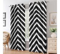 Herringbone Curtains for Living Room, Black White Zigzag Blackout Curtains Bedroom, 46 x 54 Inch 2 Panels, 54 Drop Eyelet Thermal Window Drapes, Home Decor E-D17