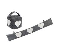 Nicola Spring Door Stop & Draught Excluder Set - Heart - 2pc - Herringbone Indoor Decorative Weighted Door Wedge and Interior Wind Stopper Snake Air Seal for Home, Office